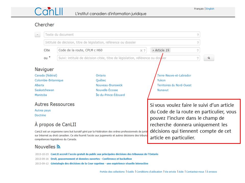 Capture d'écran de résultats de recherche CanLII